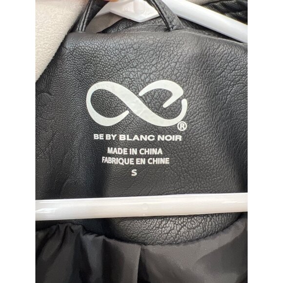 Blanc Noir Faux Leather Cardigan Vest Womens Small Zip Pockets Black Beige Moto - Picture 3 of 7